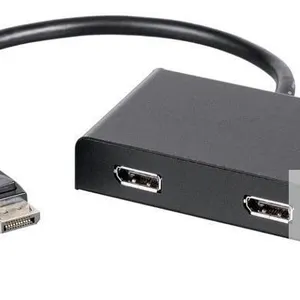 New - Monoprice 2-Port DisplayPort 1.2 to DisplayPort Multi-Stream Transport (MST) Hub, DP to DP, Black