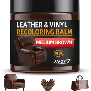 NEW LEATHER RECOLORING BALM - SCRATCH REPAIR & COLOR RESTORE KIT FOR FADED LEATHER, COUCH & CAR SEATS - 10OZ LEATHER RESTORER BALM FOR FURNITU