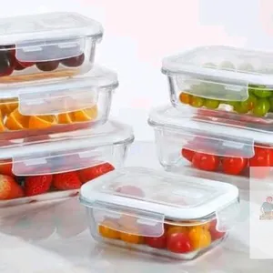 New TEEM Rectangular Glass Food Storage Containers with Lids, 6-Pack Airtight Meal Prep Containers . Borosilicate Glass, Leak-Proof, Oven Microwave Fr