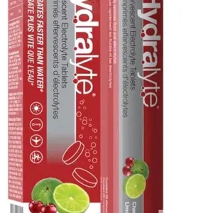 New HydraLyte Effervescent Electrolyte Tablets - Cherry Limeade, Low Sugar Electrolytes Formulated to Accelerate Hydration, Post Workout, Travel Essen
