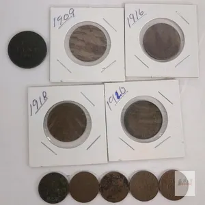 1902 - 1936 Canadian Large & Small One Cent Pennies . Large : 1902 , 1909 , 1916 , 1918 , 1920 . Small : 1920 , 1932 , 1933 , 1935 , 1936