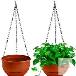 New ZEAYEA 2 Pack Hanging Planters, 9 Inch Self Watering Hanging Flower Pot for Indoor Outdoor Plants, Plastic Planter Pot with Hanging Chain and Deta