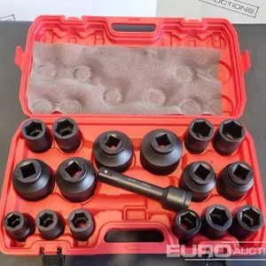 Unused 2026 Boss 1" 17pc Pneumatic Socket Set, 8" Extension Rod 