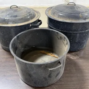 3 Enamelware Pots