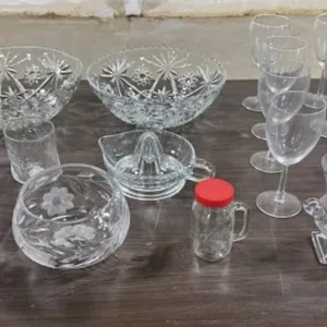 12+/- Wine Glasses, Candle Holder, Juicer,