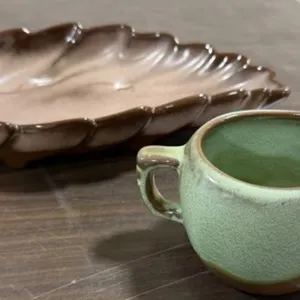 Frankoma Leaf Shaped Candy Dish, Frankoma Creamer