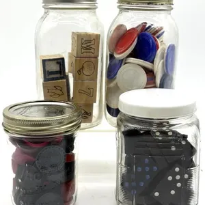 Game Pieces in Glass Jars : Poker Chips,