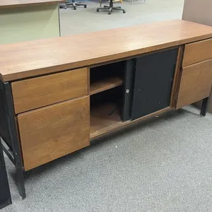Wooden and Metal Cabinet with 4 Drawers and 2