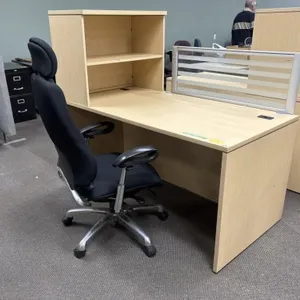 Wooden Desk With Privacy Screen & Upper File