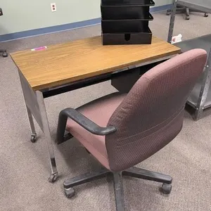 Small wooden Desk with File Organizers and Chair
