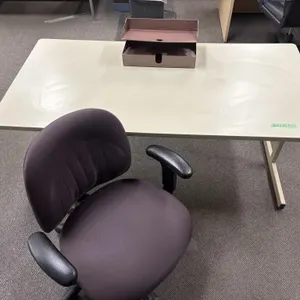 Laminate and Metal Desk With Office Chair &