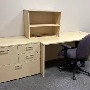 Wooden Desk, Filing Cabinet, Office Chair and
