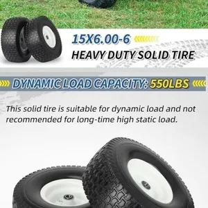 2 Pack 15x6.00-6 NHS Tubeless Tire And Wheel Assem
