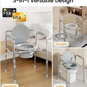 Soundfuse 3In1 Bedside Commode Chair - Dual Crossb