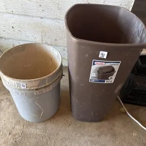 5 gallon bucket and trash can