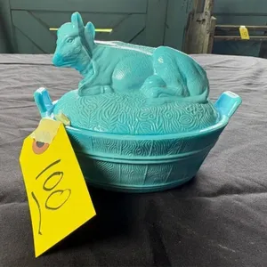 Blue cow - covered dish