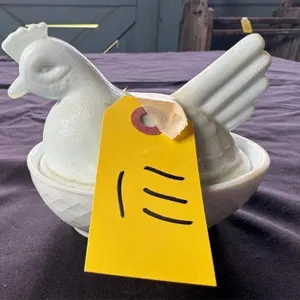 Hen - milk glass covered dish