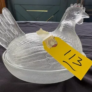 Large hen - clear glass covered dish