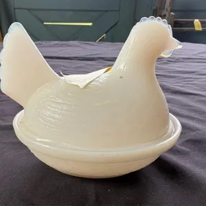 Hen - milk glass covered dish