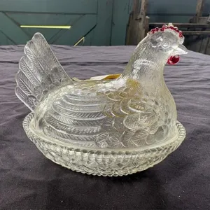 Hen - clear glass covered dish