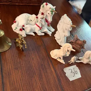 Animal Figurine Group with Brass Candlestick