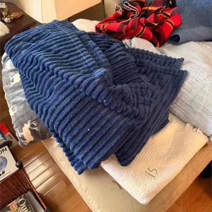 Blue Knit Throw Blanket