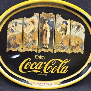 1970s Flapper Party Girls Coca-Cola Oval Tray