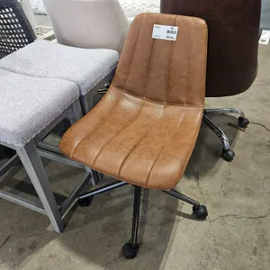 Brown Faux Leather Adjustable Office Chair with Casters