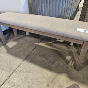 Upholstered Bench, Wood Frame, Light Gray Fabric, 48” x 15”