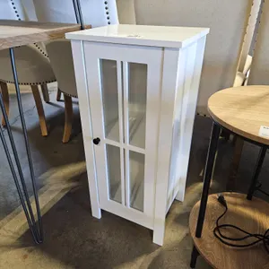White Glass Door Storage Cabinet With Shelves, 14"x 12"