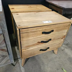 (2) Wood Three-Drawer Chests With Black Metal Handles, 27"x16" (Damage)