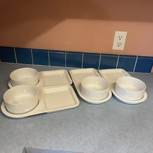 Plate and bowl combination, set of four, microwave safe