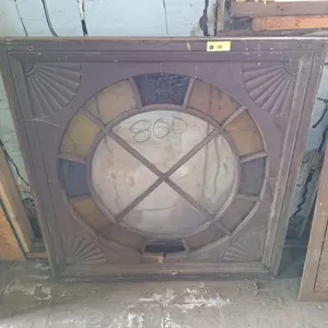 Wood Framed Decorative Stained Glass, 38"x38"