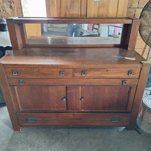 Vintage Wood/Mirrored Sideboard, 54"x22"x45"