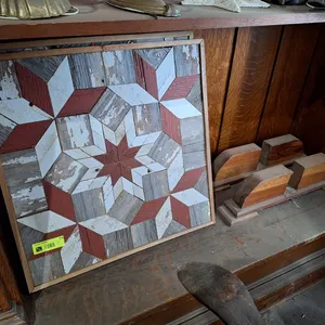 2 Wood Framed Quilt Pattern Farm Flag, 20"x20"