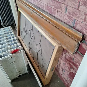 5 Wood Framed Leaded Glass Piece, 56"x28"