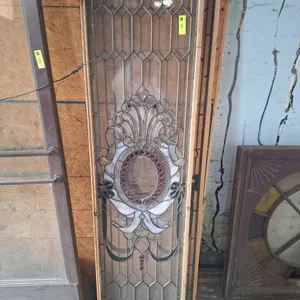 Wood Framed Decorative Stained Glass, 18.5"x68.5"