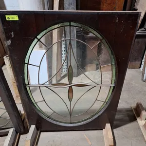 Decorative Stained Glass/Wood Window Sash, 32"x42"