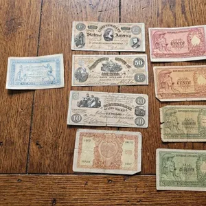Confederate and Foreign Banknotes, Various Denominations