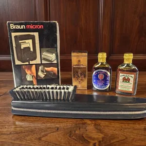 Grooming Set with Braun Micron Shaver, Brush, Miniature Bottles, and Accessories