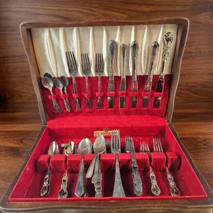 Silver-Plated and stainless steel Flatware Set in Wood Storage Case
