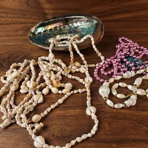 Shell and Bead Necklaces with Decorative Abalone Shell Bowl