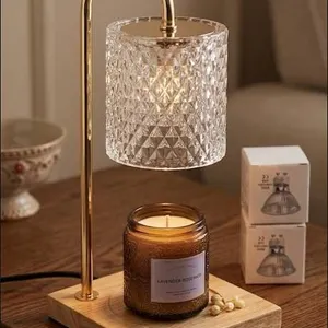 Candle lamp with wood base and bulb ** Candle not included**