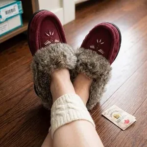 Laurentian Chief Burgundy Suede Moccasins Size 7