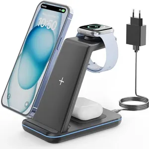 3-in-1 Wireless Charging Station, Black