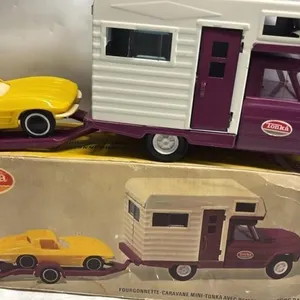 Tonka Pressed Steel Camper Trailer Corvette Toy