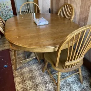 Kitchen table with tablecloth