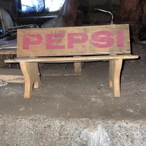 Wooden homemade Pepsi bench