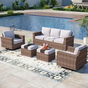 Brown 5-Piece Rattan Outdoor Set
