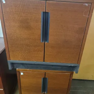Wood Storage Cabinets with Metal Handles, two sizes